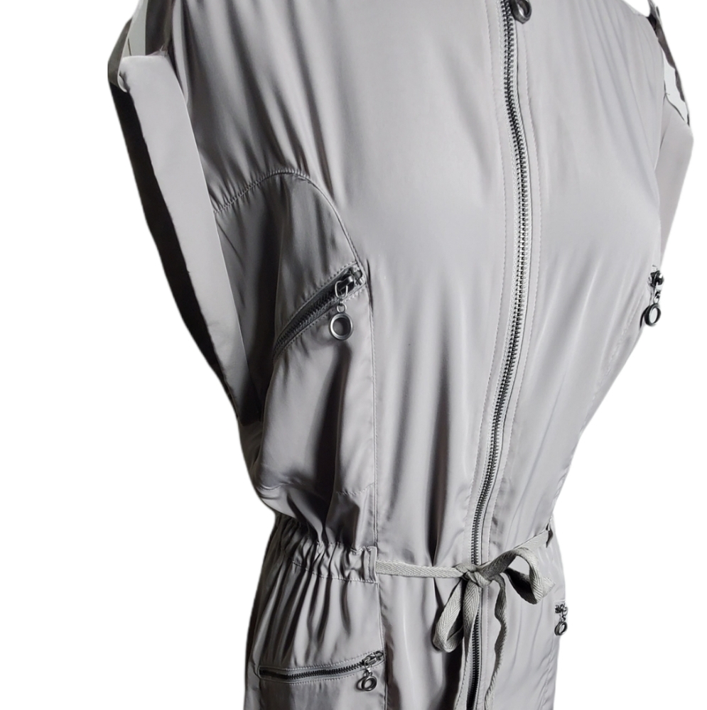 H&M cream zip up sleeveless cargo dress size 8 - Picture 4 of 7